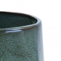 Doniczka ceramiczna zielona sześciokątna Ø10cm wys.9cm