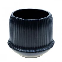 Doniczka ceramiczna doniczka z rowkami czarna Ø12cm W10,5cm