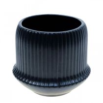 Doniczka ceramiczna doniczka z rowkami czarna Ø12cm W10,5cm