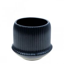 Doniczka ceramiczna doniczka z rowkami czarna Ø10cm W8,5cm
