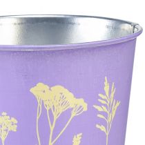 Produkt Doniczka metalowa, fioletowe kwiaty Ø10cm W10,5cm