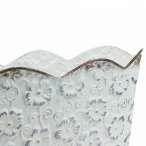 Miska na rośliny biała metalowa doniczka doniczka 26×14×12,5 cm