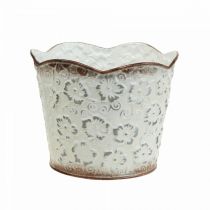 Doniczka biała metalowa doniczka doniczkowa Ø13cm W11,5cm