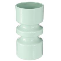 Produkt Wazon na kwiaty metalowy w kolorze miętowej zieleni emaliowany Ø9cm wys. 17,5cm