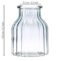 Produkt Wazony szklane rowki wzór niebieski Ø11cm wys.14,5cm 2szt