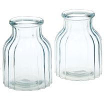 Produkt Wazony szklane rowki wzór niebieski Ø11cm wys.14,5cm 2szt