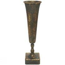 Wazon podłogowy metalowy, złocistoszary wazon o wyglądzie antycznym Ø15,5 cm W57 cm