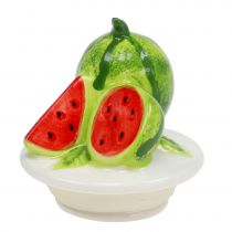 Szklana bombonierka z pokrywką owocową melon wys. 15,5 cm