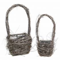 Kosz wiklinowy Deco z rączką Natural H36,5cm H45cm Zestaw 2 szt.