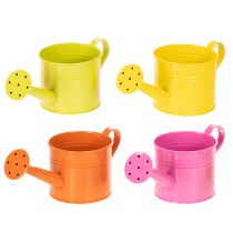 Produkt Kolorowa dekoracyjna konewka, Ø11cm, wys.9,5cm, do sadzenia, wiosenna dekoracja stołu, metalowa, zestaw 8 sztuk