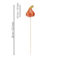 Produkt Kolorowe mini dynie na patyku dekoracja ceramiczna 5-6,5cm 3 sztuki