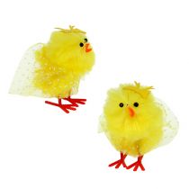 Produkt Kurczak szenilowy z sukienką, kokardką 5cm Żółty 4szt.