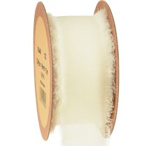 Produkt Taśma szyfonowa kremowa z frędzlami 40mm 15m