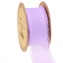 Produkt Wstążka szyfonowa liliowa wstążka materiałowa z frędzlami szyfonowa 40mm 15m