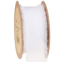 Produkt Taśma szyfonowa biała taśma materiałowa z frędzlami 40mm 15m