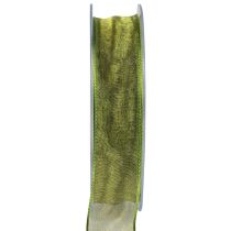 Produkt Wstążka szyfonowa z organzy Wstążka ozdobna z organzy w kolorze zielonym 25mm 20m