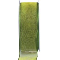 Wstążka szyfonowa z organzy Wstążka ozdobna z organzy w kolorze zielonym 40mm 20m
