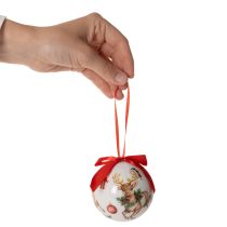 Produkt Bombka świąteczna z motywem jelenia i wstążką do zawieszenia, 7cm, 4 sztuki