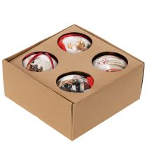 Produkt Bombka świąteczna z motywem jelenia i wstążką do zawieszenia, 7cm, 4 sztuki