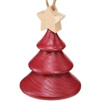 Produkt Ozdoby choinkowe jodła drewno czerwony biały 7,5cm 6 sztuk