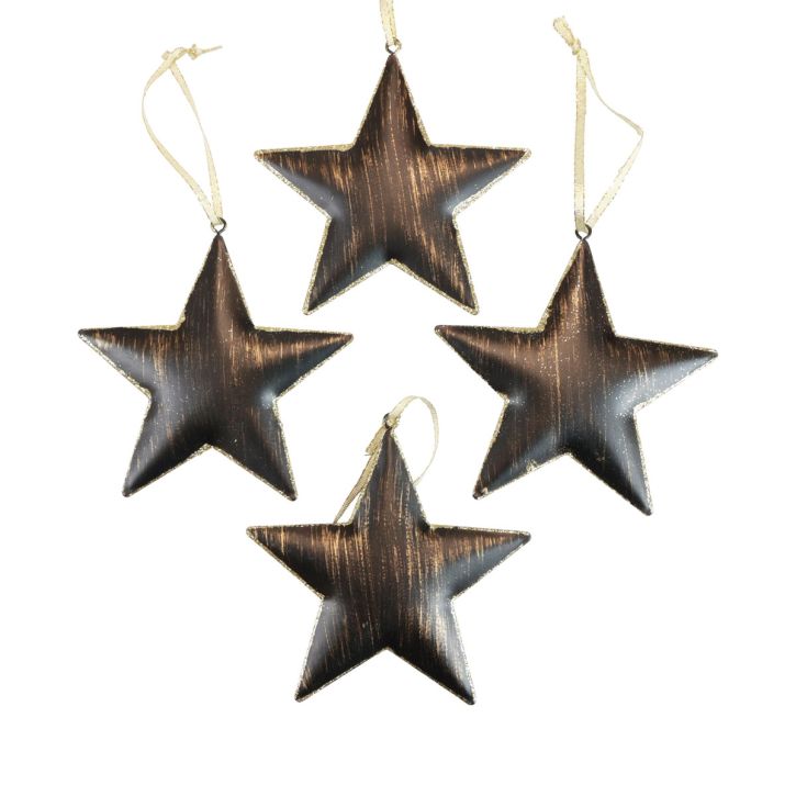 Ozdoby choinkowe gwiazda dekoracyjna metalowa czarne złoto Ø11cm 4szt