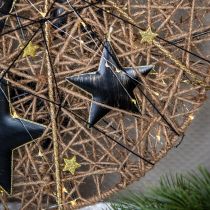 Ozdoby choinkowe gwiazda dekoracyjna metalowa czarne złoto Ø11cm 4szt