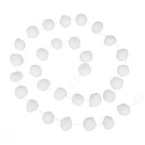 Ozdoba choinkowa girlanda ze śnieżek biała 185cm