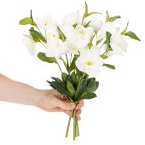Produkt Sztuczny kwiat "Róża Bożonarodzeniowa" Biały dekoracyjny bukiet sztucznych kwiatów, 40 cm, 4 sztuki
