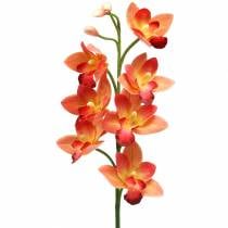 Sztuczny kwiat orchidei Cymbidium pomarańczowy 74cm