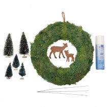 Pudełko DIY wieniec z mchu zimowy wieniec na drzwi leśne Boże Narodzenie Ø34cm