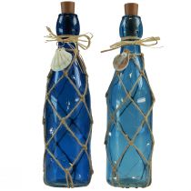 Produkt Butelka szklana butelki w kolorze morskiego błękitu z diodą LED wys. 28cm 2szt