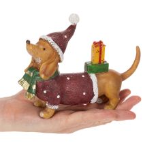 Produkt Dekoracyjna figurka jamnika z opakowaniem prezentowym i kapeluszem, 18 cm
