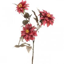Sztuczny kwiat dalia czerwona, jedwabny kwiat jesienny 72cm Ø9/11cm