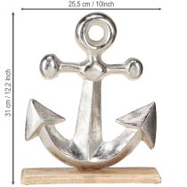 Produkt Kotwica dekoracyjna, metal i drewno w kolorze naturalnego srebra, 25,5x5,5x31 cm