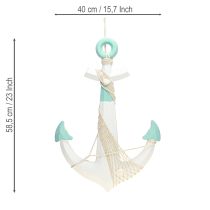 Produkt Kotwica dekoracyjna biało niebieska dekoracja marynistyczna do zawieszenia wys. 58,5cm