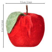 Produkt Tkanina dekoracyjna jabłko z aksamitem i filcem w kolorze czerwonym Ø7,5cm wys.9cm 9 szt.
