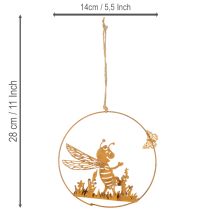Produkt Pszczoła metalowa dekoracyjna, wykończenie rdzawe, dekoracja ogrodowa do zawieszenia, Ø14cm, 4 sztuki