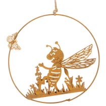 Produkt Pszczoła metalowa dekoracyjna, wykończenie rdzawe, dekoracja ogrodowa do zawieszenia, Ø14cm, 4 sztuki