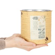 Produkt Doniczka ozdobna z metalu w kolorze moreli, ozdoba letnia, Ø15,5 cm, wys. 15 cm