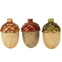Produkt Żołędzie dekoracyjne drewniane dekoracja stołu zielony pomarańczowy czerwony wys. 10cm 3 sztuki