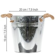 Produkt Doniczka dekoracyjna wiaderkowa metalowa z uchwytami linowymi Ø20cm