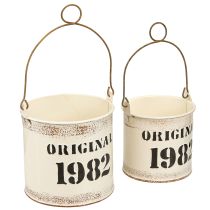 Produkt Ozdobny uchwyt do wiadra &quot;Oryginalny 1982&quot; kremowy Ø12/10cm 2×2-zestaw
