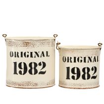 Produkt Wiadro dekoracyjne z uchwytem „Oryginał 1982” Kremowe Ø12/10cm Zestaw 2×2-częściowy