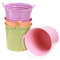 Produkt Dekoracyjne wiadro metalowy uchwyt do doniczki 4 kolory Ø11cm 8 szt