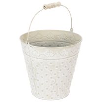 Produkt Wiaderko ozdobne, bielone, z uchwytem, Ø20,5 cm, metalowa ozdoba do doniczki