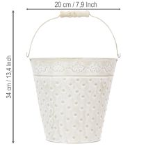 Produkt Wiaderko ozdobne, bielone, z uchwytem, Ø20,5 cm, metalowa ozdoba do doniczki