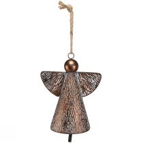 Produkt Dekoracyjny metalowy dzwonek Anioł Stróż, brąz, biały, vintage, shabby chic, 21x13,5x24 cm
