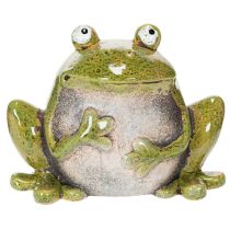 Produkt Żaba dekoracyjna ceramiczna zielono-brązowa vintage dł. 15,5 cm
