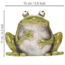 Produkt Żaba dekoracyjna ceramiczna zielono-brązowa vintage dł. 15,5 cm
