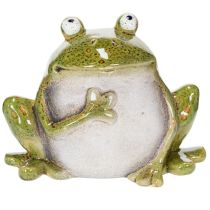 Produkt Żaba dekoracyjna ceramiczna zielono-brązowa vintage dł. 15,5 cm